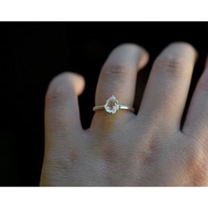 Tear drop engagement ring, crystal ring,